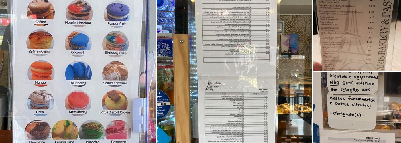 Paris Bakery Menu