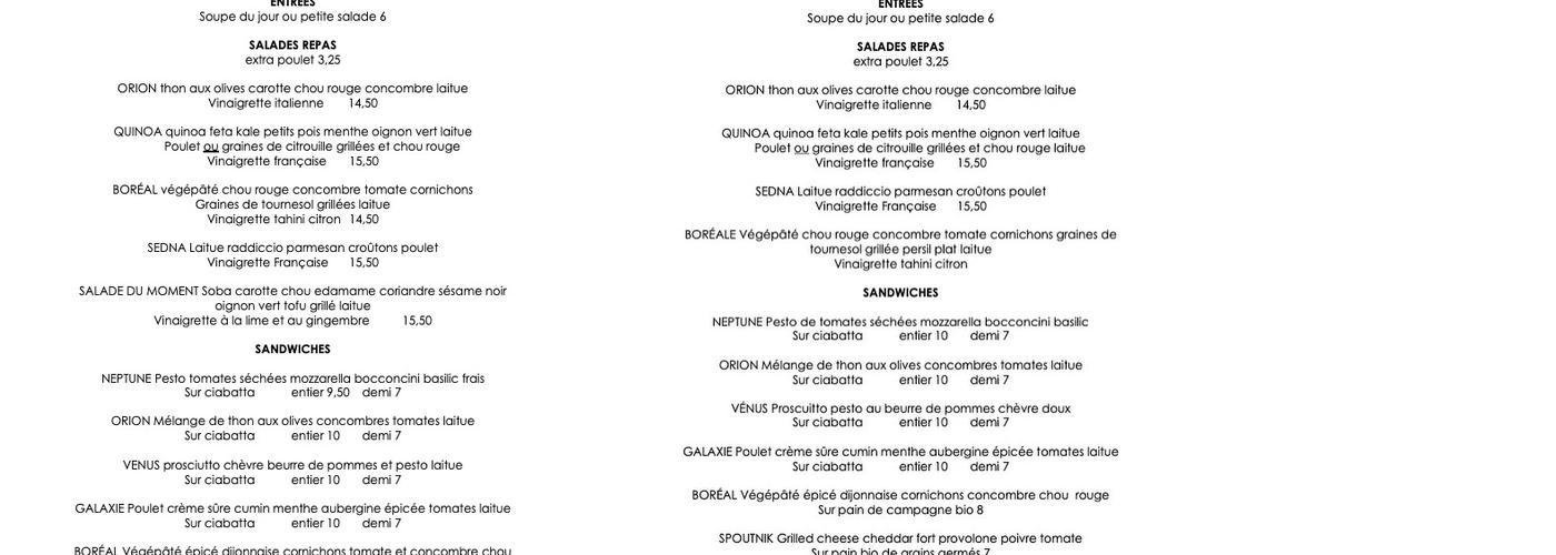 Café Luna d'Oro Menu