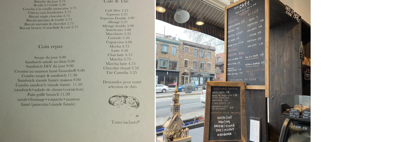 Farine & Vanille Menu