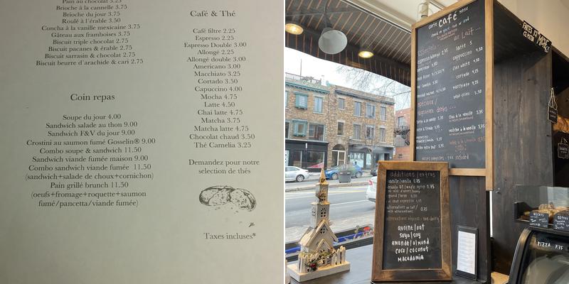 Farine & Vanille Menu