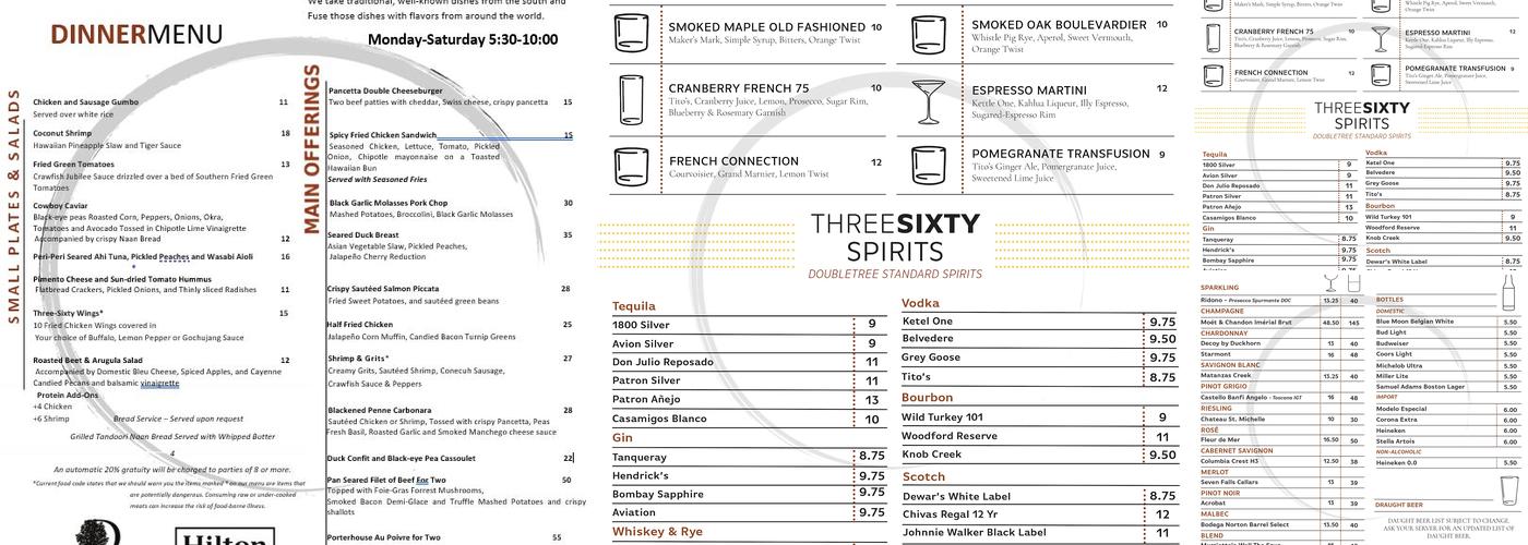 ThreeSixty Kitchen + Bar Menu