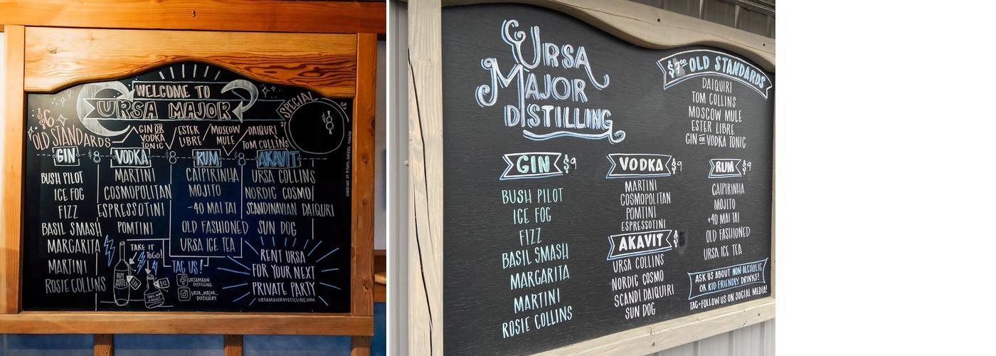 Ursa Major Distilling Menu