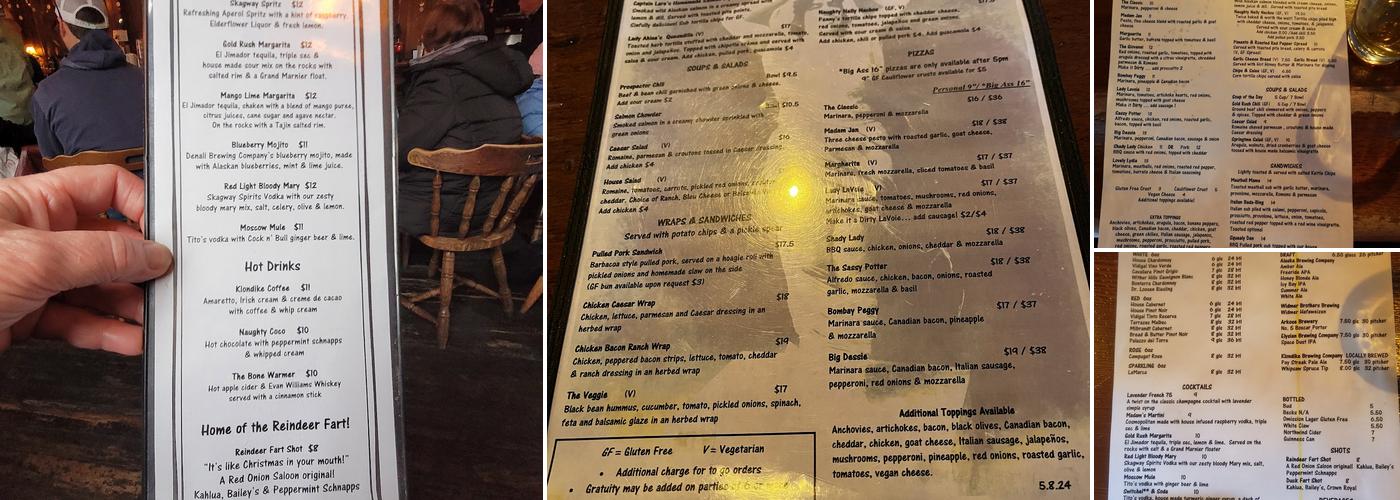 Red Onion Saloon Menu