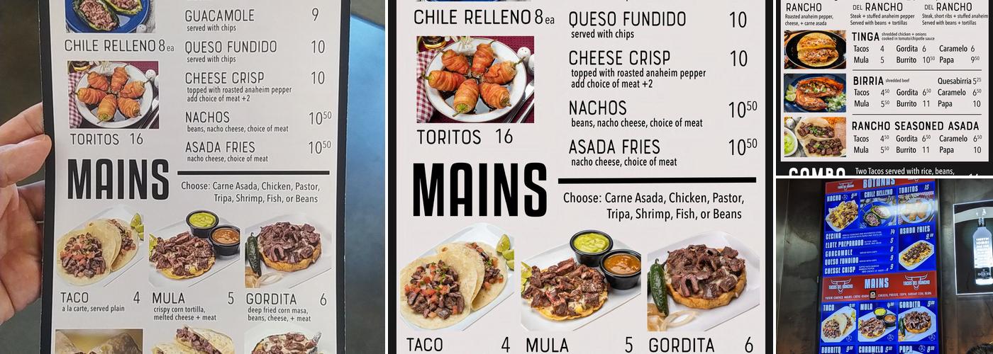 Tacos Del Rancho Menu