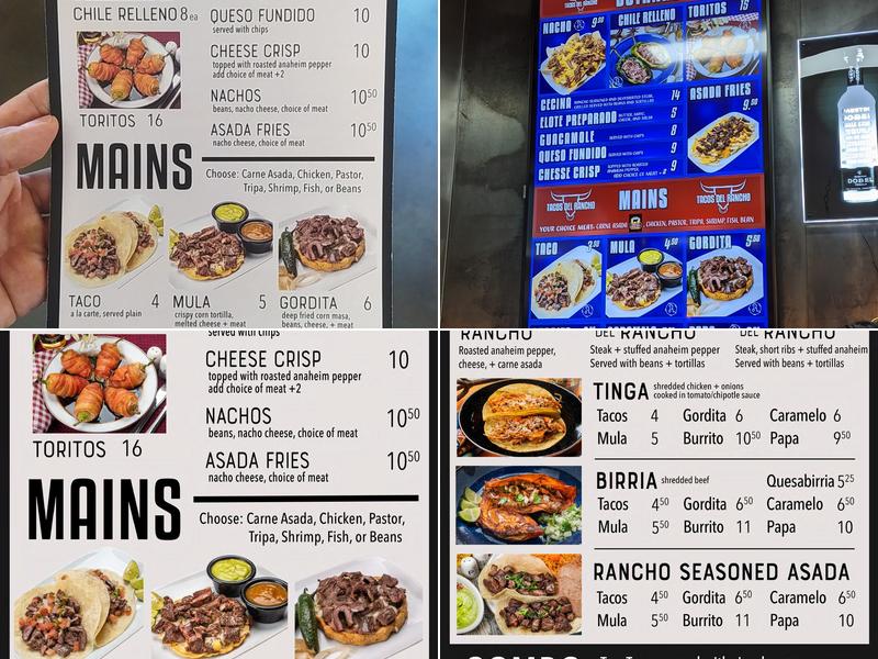 Tacos Del Rancho Menu