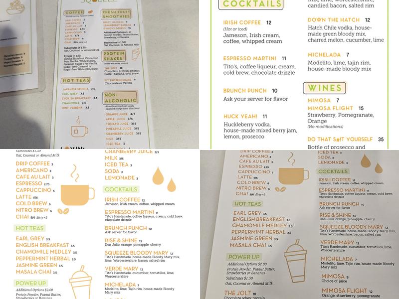 Morning Squeeze Menu