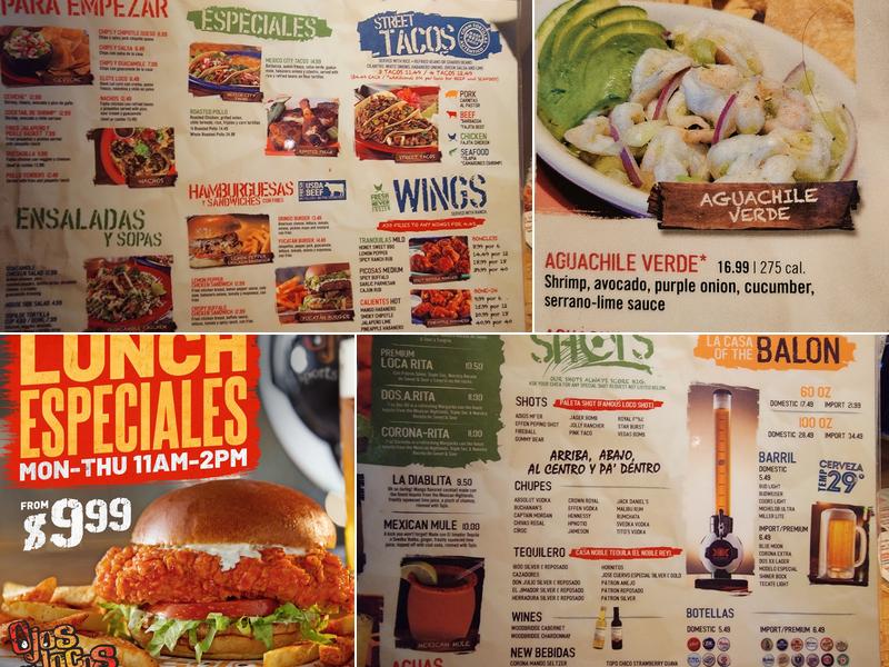 Ojos Locos Sports Cantina - Tucson Menu