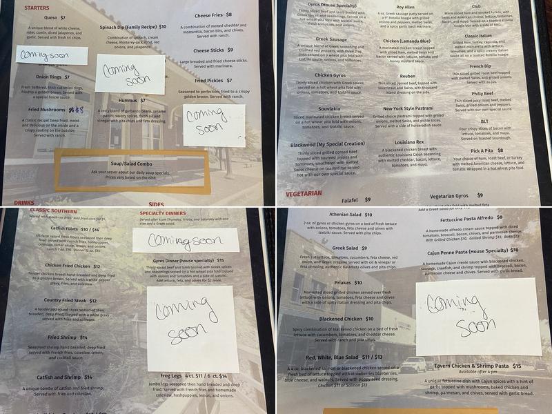 The Whistle Stop Bar and Grill Menu