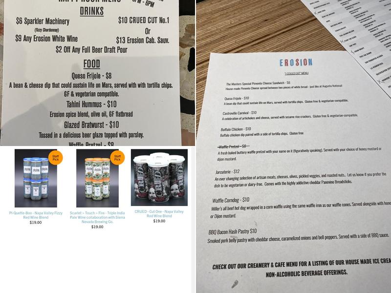 Erosion Tap House: Winery & Brewery Menu