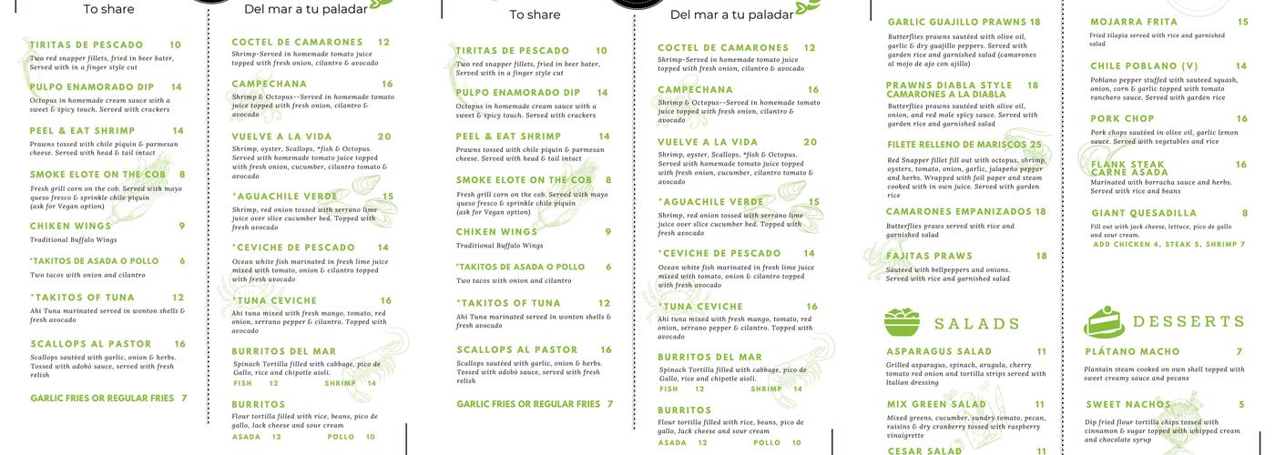 Chido Restaurant Menu