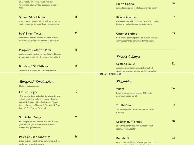 Capitola Bar & Grill Menu