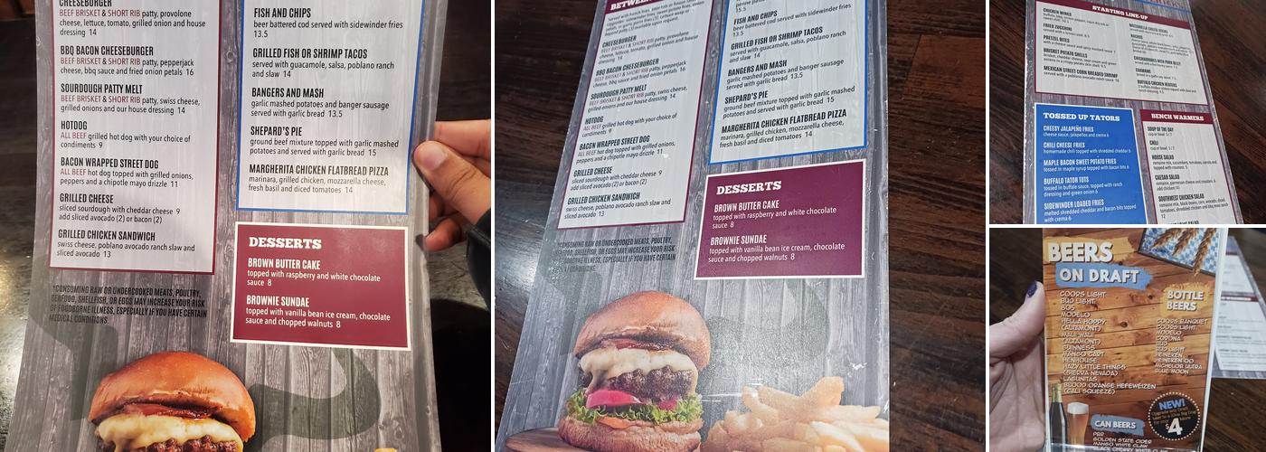 The Draft Sports Pub Menu