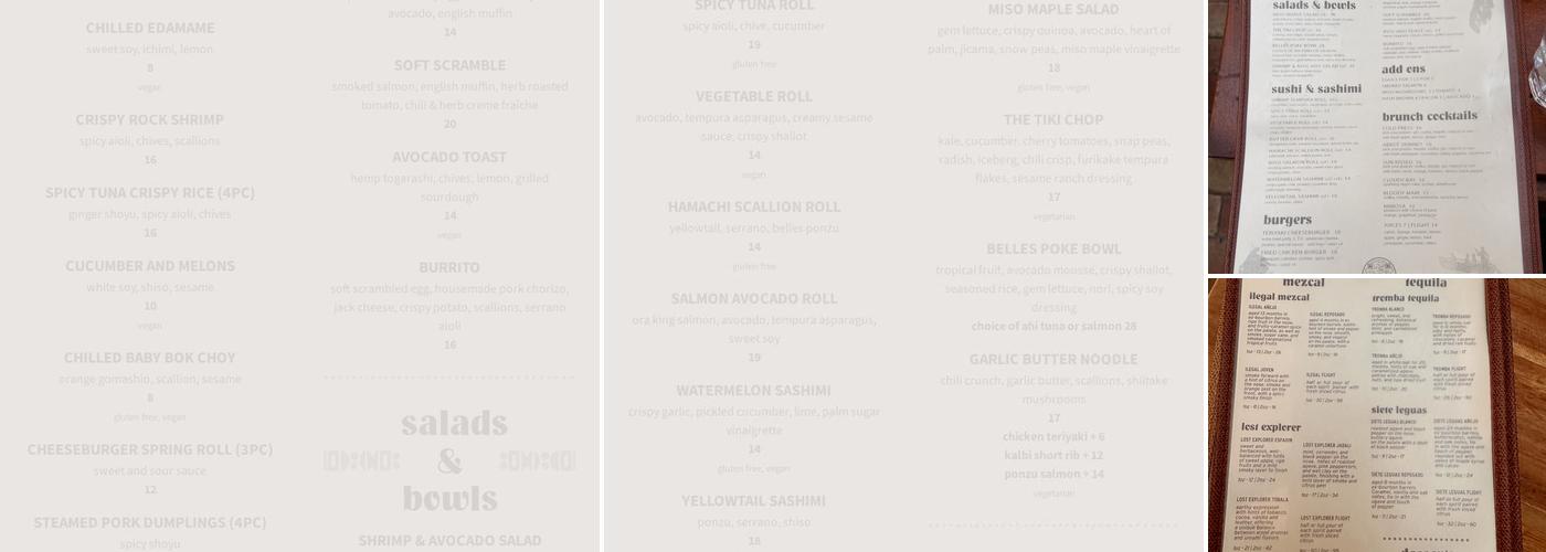 Belles Beach House Menu