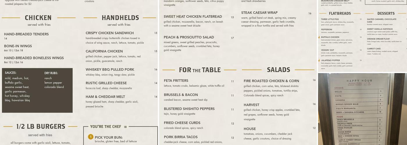 I.C. Brewhouse Castle Rock Menu