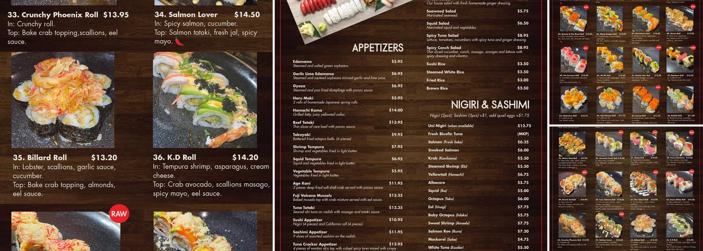 Tsukiyomi Sushi Bar & Grill Menu