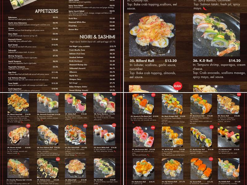 Tsukiyomi Sushi Bar & Grill Menu