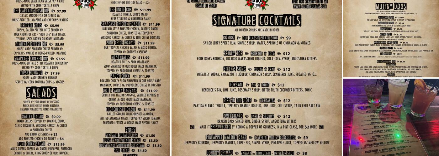 Mutiny Bar Ocala Menu