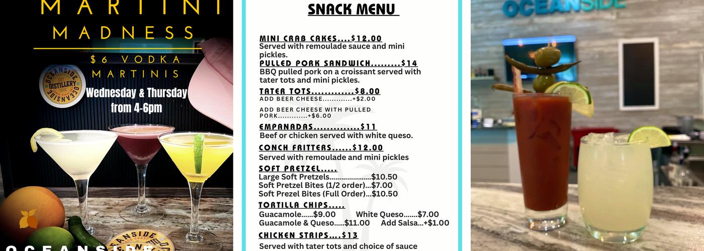 Oceanside Distillery Cape Canaveral Menu
