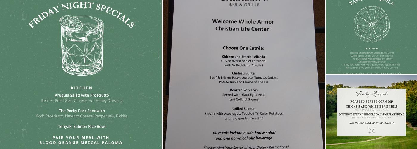 Sarazen’s Bar and Grille Menu