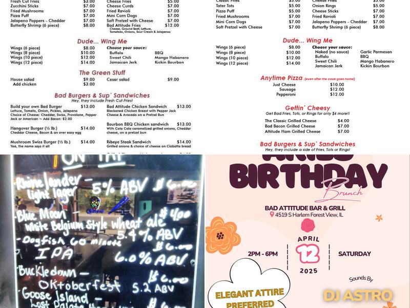 Bad Attitude Bar & Grill Menu