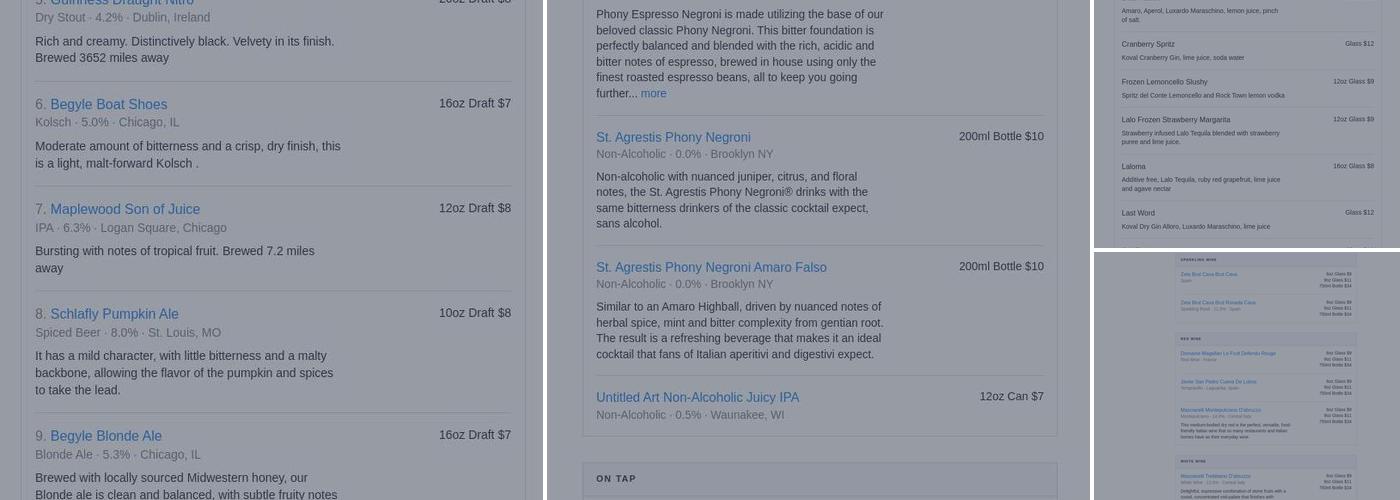 Jarvis Square Tavern Menu