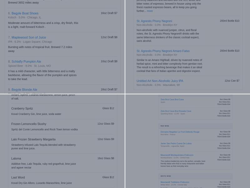 Jarvis Square Tavern Menu