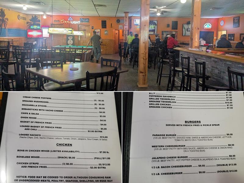 Paradise Bar & Grill Menu