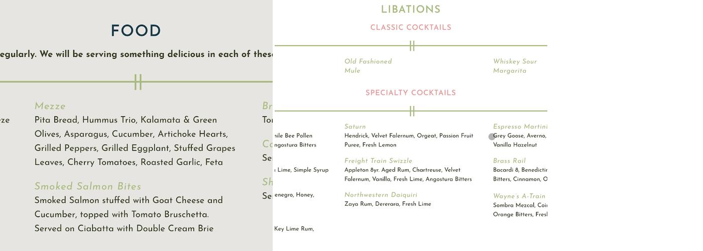 The New Northwestern Cocktail & Wine Bar Menu