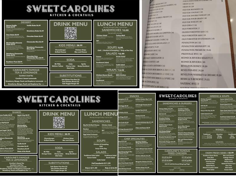 Sweet Caroline's Menu
