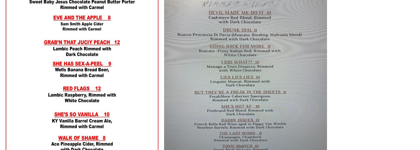 Pour Decisions Menu