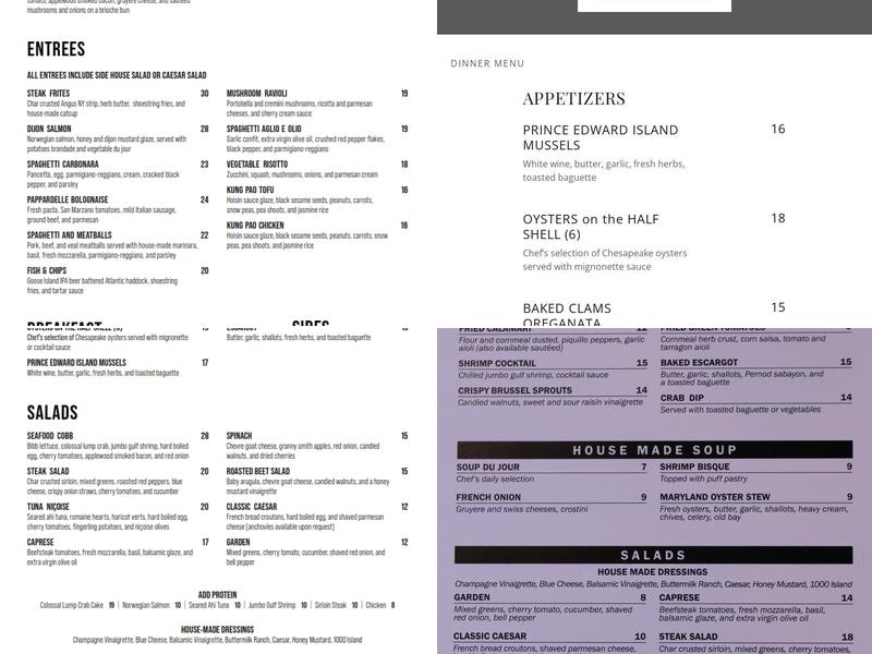 Bistro 11 Menu