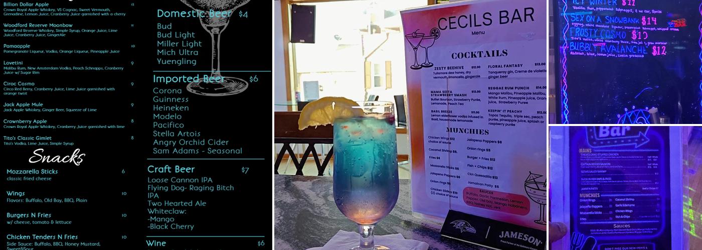 Cecil's Bar Menu