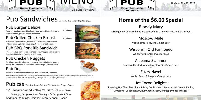 South Range Pub Menu