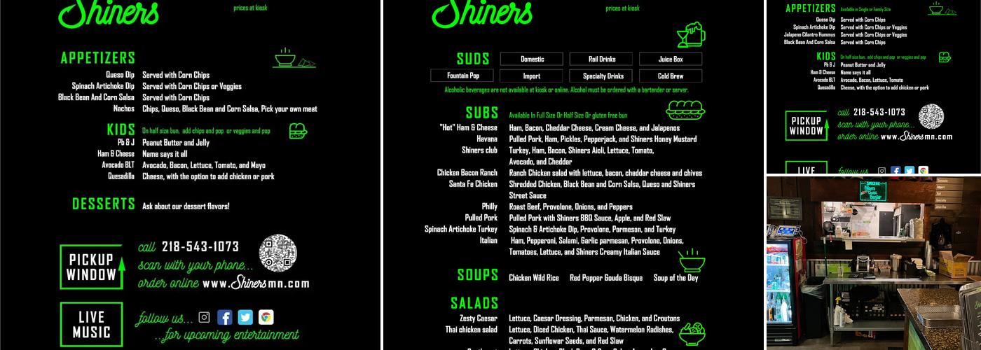 Shiners Menu