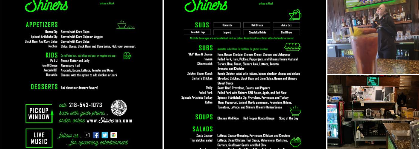 Shiners Menu