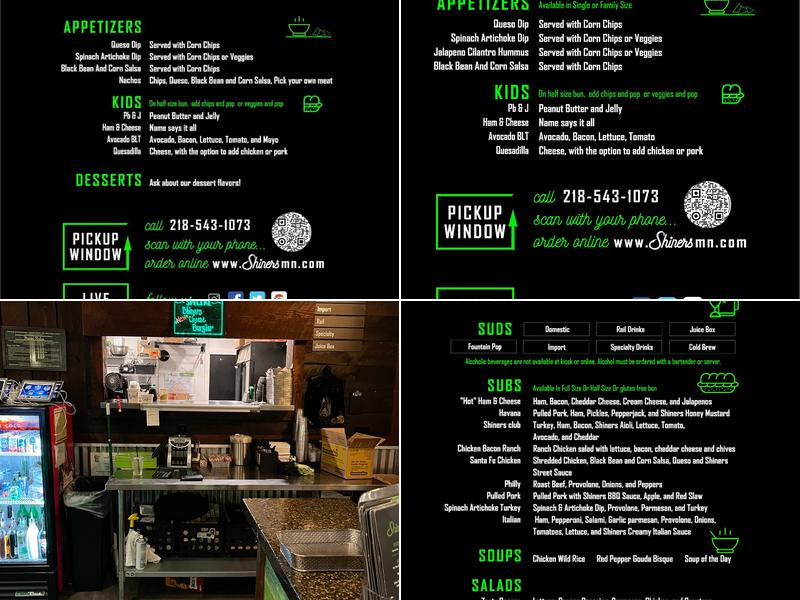 Shiners Menu