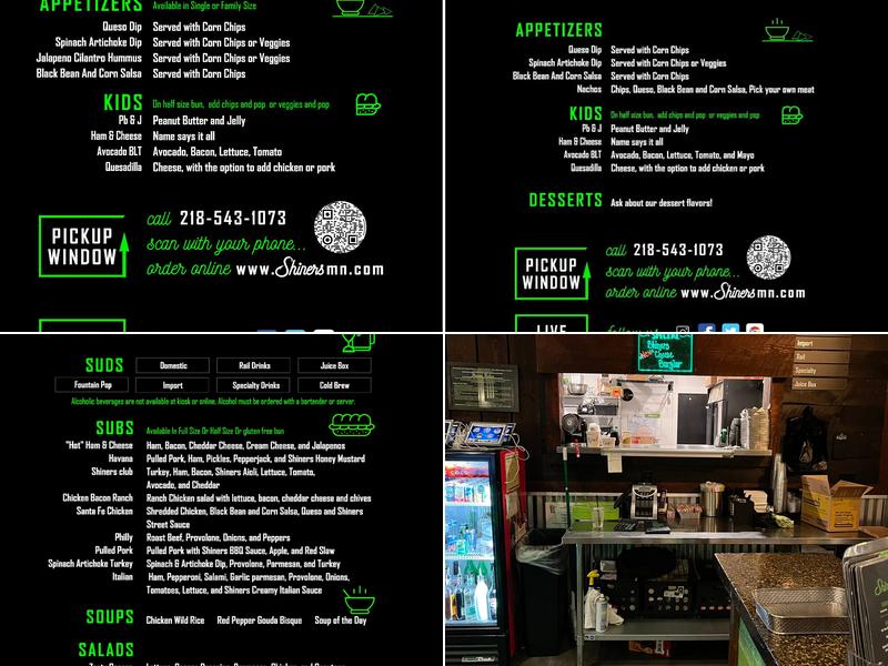 Shiners Menu
