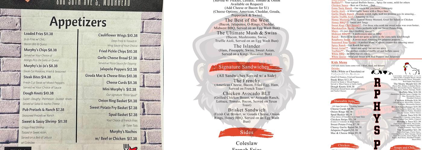 Murphy's Pub Menu