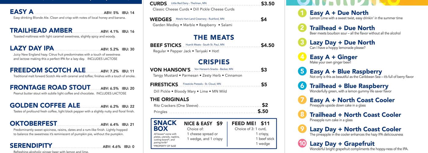 South x SouthEast Brewing Company Menu