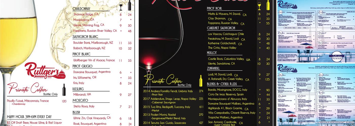 The Cove at Ruttger's Birchmont Lodge Menu