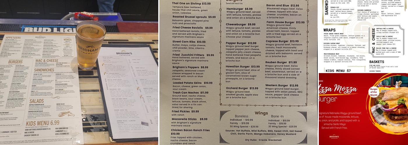 Brigham's Taproom Menu