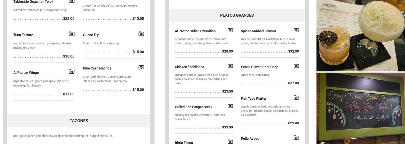 Nom Mexican Table + Tequila Bar Menu