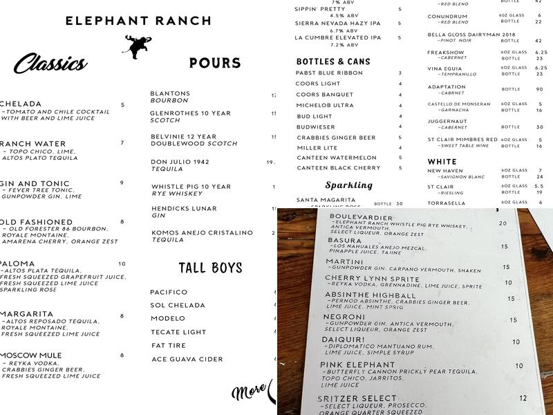 Elephant Ranch Menu