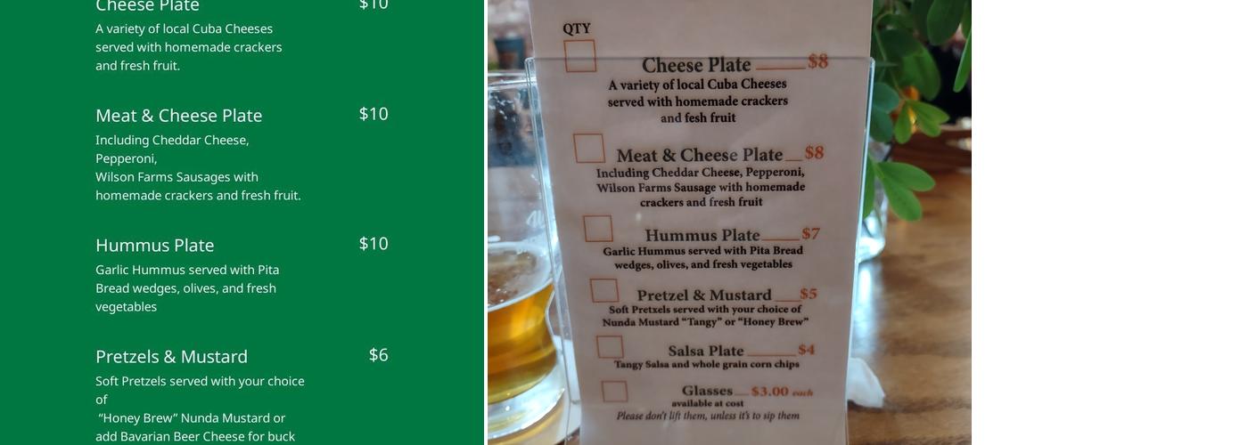 Wellsville Brewing Company Menu