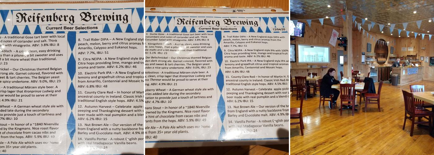Reifenberg Brewing Menu