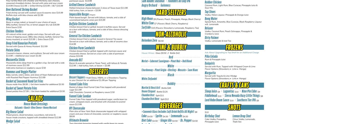 Funny Bone Menu