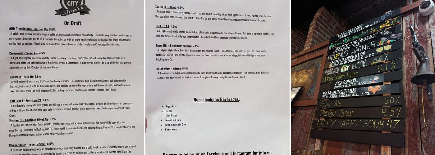 Lucky City Brewing Menu