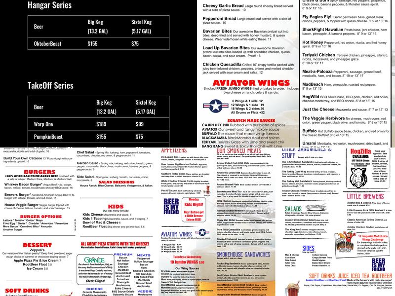 Aviator Brewing Company Menu