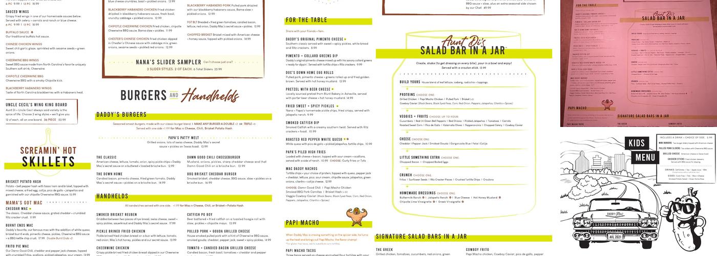 Daddy Mac's Down Home Dive Menu