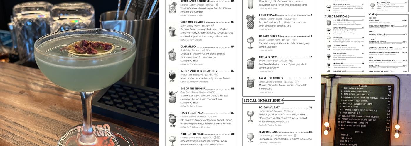 Dram and Draught Menu